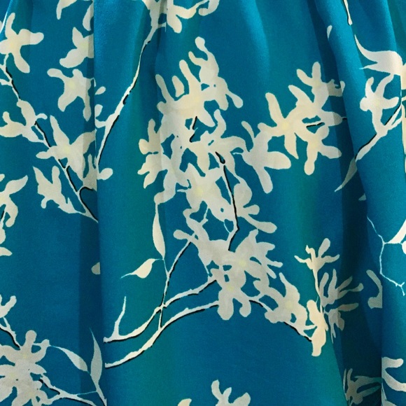 Loft Blue Floral Print Tie V-Neck 3/4 Sleeve Top - Picture 6 of 6